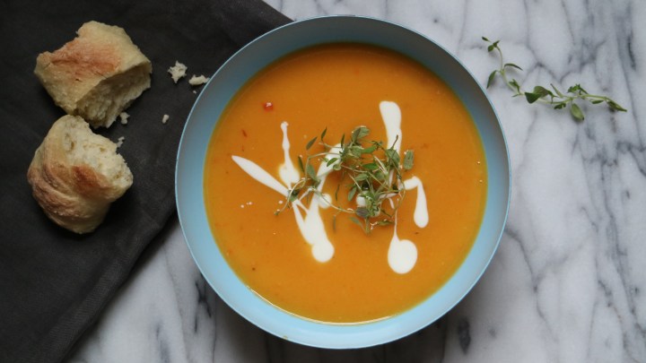 Butternut squash soup with coconut milk and orange