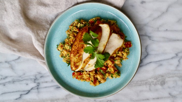 Grilled chicken with a couscous salad